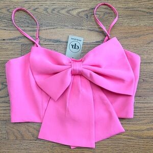Elegant Pink Bow Crop Top